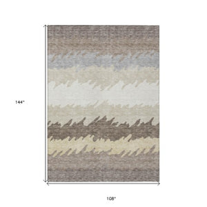 Homeroots 3' Black Charcoal And Silver Striped Area Rug - Stylish, Washable, Durable For Indoor & Outdoor Use 9' X 12' Polyester 583958