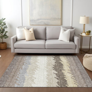 Homeroots 3' Black Charcoal And Silver Striped Area Rug - Stylish, Washable, Durable For Indoor & Outdoor Use 9' X 12' Polyester 583958