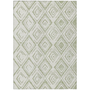 HomeRoots 9' Artichoke Green and Ivory Geometric Area Rug – Durable, Washable, Perfect for Indoor & Outdoor Spaces 9' X 12' 583964