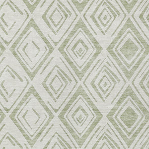 Homeroots 3' Artichoke Green & Ivory Geometric Washable Area Rug For Indoor/Outdoor Spaces, Durable & Stylish 9' X 12' Polyester 583964