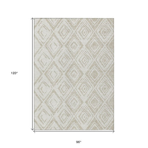 HomeRoots 5' Beige and Ivory Geometric Area Rug – Stylish, Washable Design for Indoor and Outdoor Spaces 8' X 10' 583969