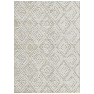 Homeroots 3' Artichoke Green & Ivory Geometric Washable Area Rug For Indoor/Outdoor Spaces, Durable & Stylish 9' X 12' Polyester 583970