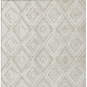 Homeroots 3' Artichoke Green & Ivory Geometric Washable Area Rug For Indoor/Outdoor Spaces, Durable & Stylish 9' X 12' Polyester 583970