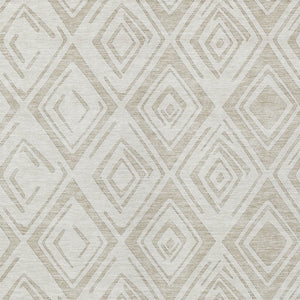 HomeRoots 5' Beige and Ivory Geometric Area Rug – Stylish, Washable Design for Indoor and Outdoor Spaces 10' X 14' 583971