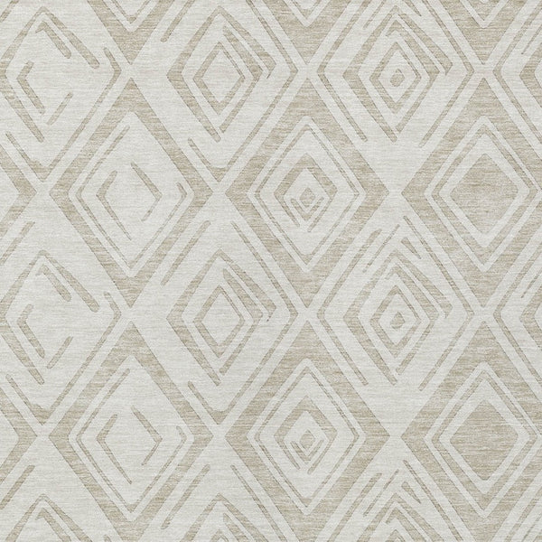 HomeRoots 5' Beige and Ivory Geometric Area Rug – Stylish, Washable Design for Indoor and Outdoor Spaces 10' X 14' 583971