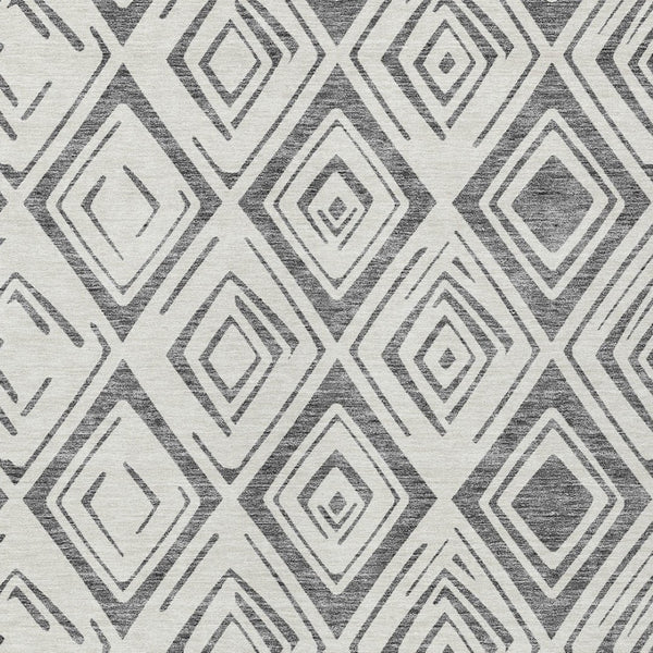 HomeRoots 5' Gray and Ivory Geometric Area Rug - Stylish, Washable, Durable for Indoor and Outdoor Use 8' X 10' 583975
