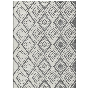 HomeRoots 9' Geometric Gray and Ivory Washable Area Rug for Indoor and Outdoor Use, Durable and Stylish Design 9' X 12' 583976