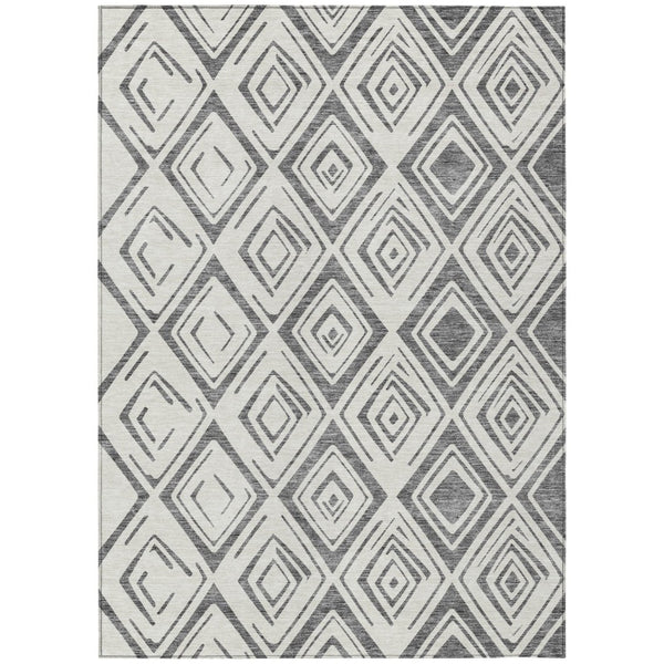 HomeRoots 9' Geometric Gray and Ivory Washable Area Rug for Indoor and Outdoor Use, Durable and Stylish Design 9' X 12' 583976