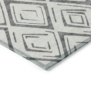 HomeRoots 9' Geometric Gray and Ivory Washable Area Rug for Indoor and Outdoor Use, Durable and Stylish Design 9' X 12' 583976
