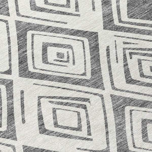 HomeRoots 9' Geometric Gray and Ivory Washable Area Rug for Indoor and Outdoor Use, Durable and Stylish Design 9' X 12' 583976