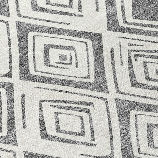 HomeRoots 9' Geometric Gray and Ivory Washable Area Rug for Indoor and Outdoor Use, Durable and Stylish Design 9' X 12' 583976