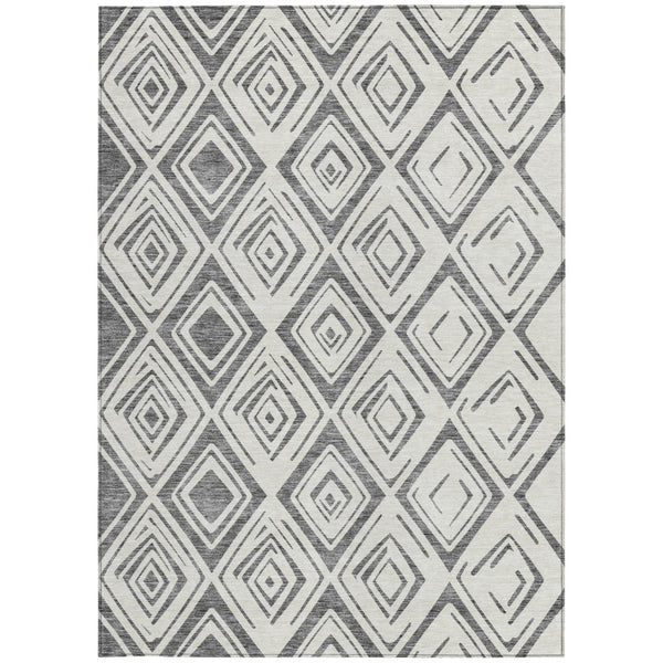 Homeroots 3' Artichoke Green & Ivory Geometric Washable Area Rug For Indoor/Outdoor Spaces, Durable & Stylish 10' X 14' Polyester 583977