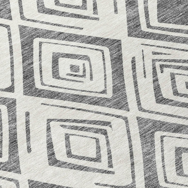 Homeroots 3' Artichoke Green & Ivory Geometric Washable Area Rug For Indoor/Outdoor Spaces, Durable & Stylish 10' X 14' Polyester 583977