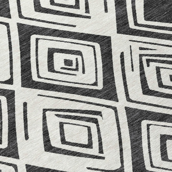 Homeroots 3' Artichoke Green & Ivory Geometric Washable Area Rug For Indoor/Outdoor Spaces, Durable & Stylish 9' X 12' Polyester 583982