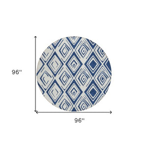 Homeroots 3' Artichoke Green & Ivory Geometric Washable Area Rug For Indoor/Outdoor Spaces, Durable & Stylish 8' Round Polyester 583986