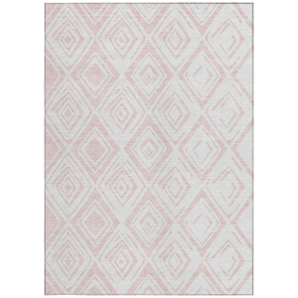 Homeroots 3' Artichoke Green & Ivory Geometric Washable Area Rug For Indoor/Outdoor Spaces, Durable & Stylish 9' X 12' Polyester 583994