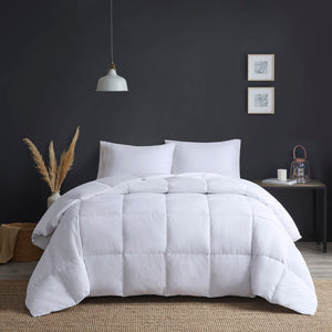 JLA Home True North by Sleep Philosophy - Goose Oversize Feather & Down Comforter — Heavy-Warm Insulation, Box-Quilted Loft, Machine Washable White TN10-0488