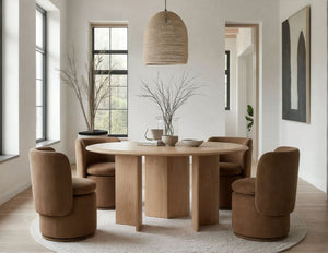 VIG Furniture Masuda Modern Natural Ash Round Dining Table — 60" Minimalist 3‑Leg Design, Seats 4, Durable Veneer VGOD-LZ-398DT-R