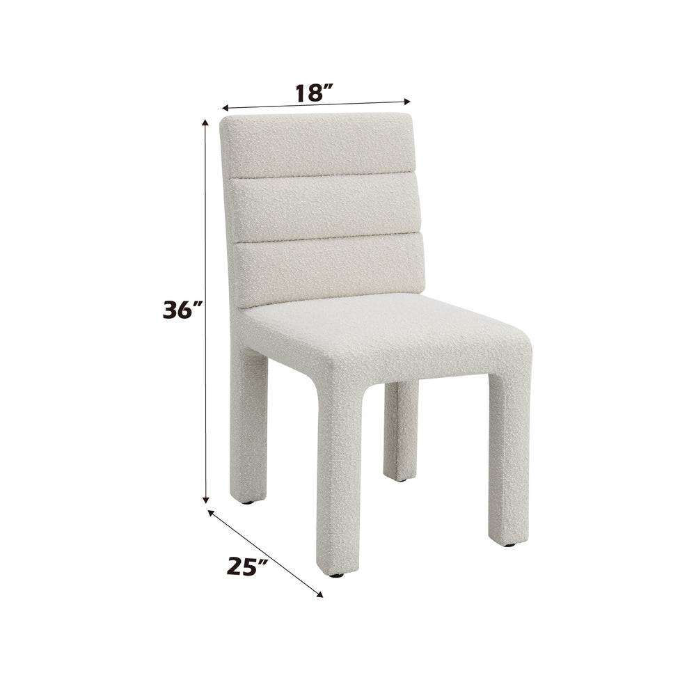 English Elm Hettie Beige Boucle Side Chair Set of 2 — Armless Modern Upholstered Dining Chairs, 220lb Capacity B2726P297779