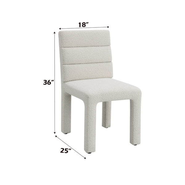 English Elm Hettie Beige Boucle Side Chair Set of 2 — Armless Modern Upholstered Dining Chairs, 220lb Capacity B2726P297779