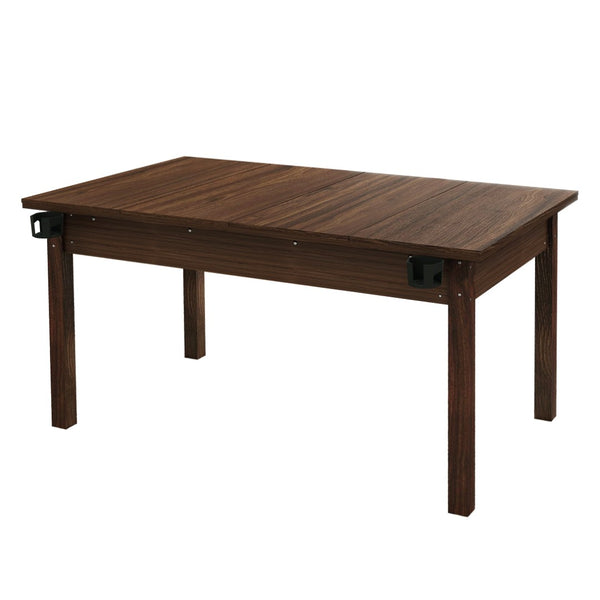 English Elm 63" Convertible Board Game Dining Table Solid Pine Legs Leatherette Mat Seats Six W1120P338188