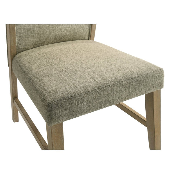 English Elm Set Of 2 Linen Upholstered Dining Chairs – Beige & Rustic Oak For Modern Farmhouse Elegance B016P392432-GIGA