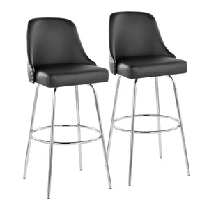 English Elm 30" Swivel Barstools Set of 2 Gold Frame White Faux Leather Kitchen Island Seating B202S01947
