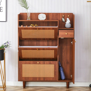 English Elm The Slim Mdf Entryway Shoe Cabinet with Metal Legs and Open Top Storage Platform W3875P387146