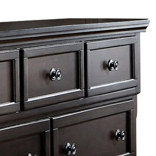English Elm Wooden Transitional Dressing Table with Concealed Storage and Rich Dark Brown Finish B056P416769