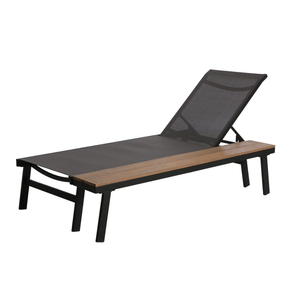 English Elm Christopher Knight Home® - Waterloo Chaise Lounge With Wood Side Table - Modern Comfort, Breathable Mesh & Stylish Design 62756.00BLK