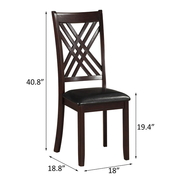 English Elm Black Ladder Back Side Chairs Set of 2 with Cherry Finish, Faux Leather Upholstery, Sturdy Rubberwood Design Espresso B062P186534