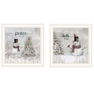 English Elm Trendy Decor 4u Peace on Earth 2-piece Framed Winter Wall Art Set White Wood B067P252305