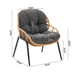 English Elm Pine 4-Piece Conversation Set with UV-Resistant Waterproof Fabric, Removable Cushions & Glass Top Grey B365P397655