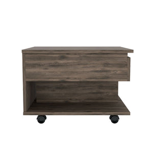 English Elm Portland Lift Top Coffee Table with Rolling Casters, Hidden Storage Compartment & Open Shelf Design Brown 27 L x 26 W x 5 H B128P148792