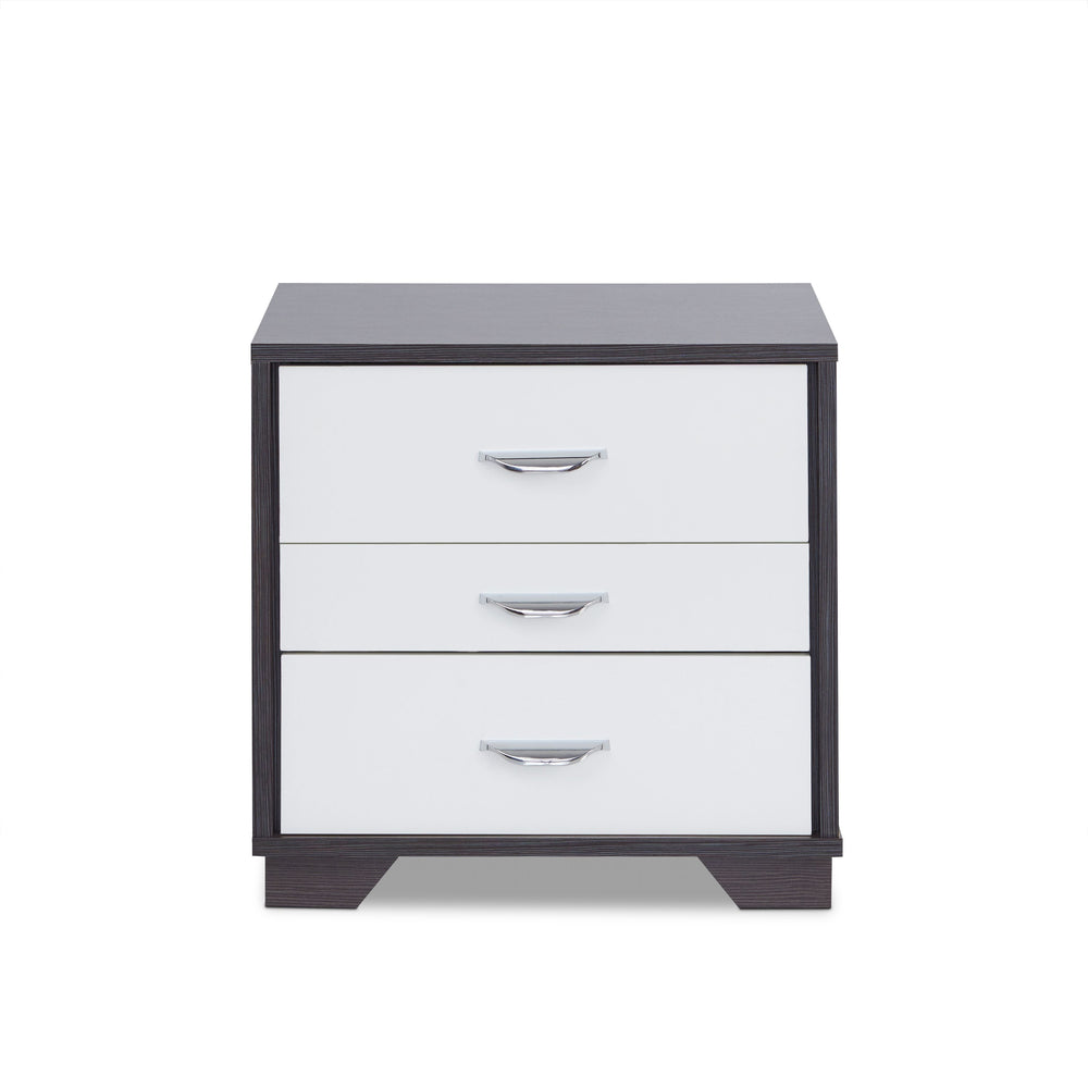 English Elm Eloy Contemporary White & Black Accent Table with 3 Drawers, MDF Construction, 40lb Top Capacity B2726P287564