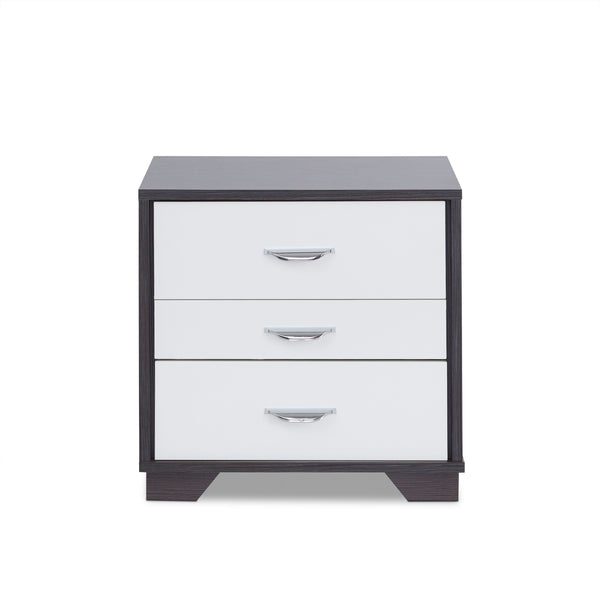 English Elm Eloy Contemporary White & Black Accent Table with 3 Drawers, MDF Construction, 40lb Top Capacity B2726P287564