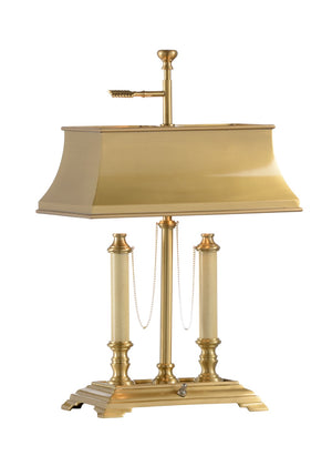 Wildwood Classic Solid Brass Desk Lamp With Antique Patina, Two-Light Adjustable Key Design & Ivory Accents 584