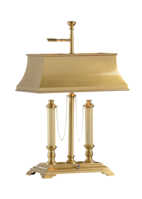 Wildwood Classic Solid Brass Desk Lamp With Antique Patina, Two-Light Adjustable Key Design & Ivory Accents 584