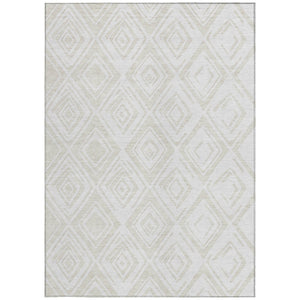 Homeroots 3' Artichoke Green & Ivory Geometric Washable Area Rug For Indoor/Outdoor Spaces, Durable & Stylish 9' X 12' Polyester 584000