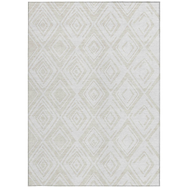 Homeroots 3' Artichoke Green & Ivory Geometric Washable Area Rug For Indoor/Outdoor Spaces, Durable & Stylish 9' X 12' Polyester 584000