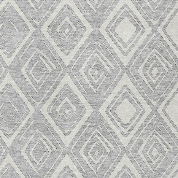Homeroots 3' Artichoke Green & Ivory Geometric Washable Area Rug For Indoor/Outdoor Spaces, Durable & Stylish 3' X 5' Polyester 584008
