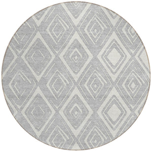 Homeroots 3' Artichoke Green & Ivory Geometric Washable Area Rug For Indoor/Outdoor Spaces, Durable & Stylish 8' Round Polyester 584010