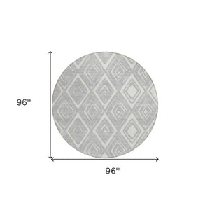Homeroots 3' Artichoke Green & Ivory Geometric Washable Area Rug For Indoor/Outdoor Spaces, Durable & Stylish 8' Round Polyester 584010