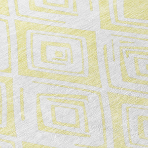 HomeRoots 5' Bright Yellow and Ivory Geometric Area Rug - Stylish Washable Indoor Outdoor Design for Any Space 5' X 8' 584015
