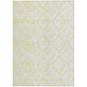 HomeRoots 5' Bright Yellow and Ivory Geometric Area Rug - Stylish Washable Indoor Outdoor Design for Any Space 8' X 10' 584017
