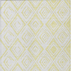 HomeRoots 5' Bright Yellow and Ivory Geometric Area Rug - Stylish Washable Indoor Outdoor Design for Any Space 8' X 10' 584017