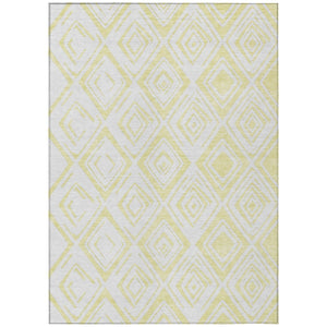 HomeRoots 9' Vibrant Yellow and Ivory Geometric Area Rug - Durable, Washable, Perfect for Indoor and Outdoor Spaces 9' X 12' 584018