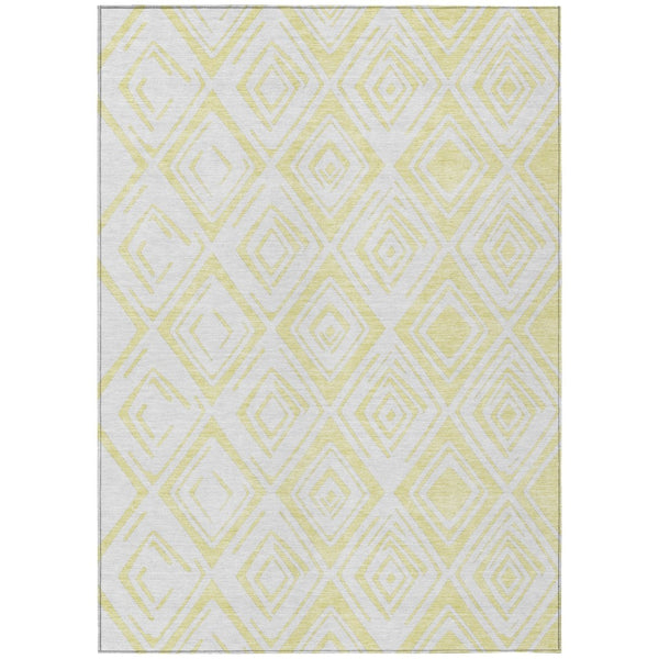 HomeRoots 9' Vibrant Yellow and Ivory Geometric Area Rug - Durable, Washable, Perfect for Indoor and Outdoor Spaces 9' X 12' 584018
