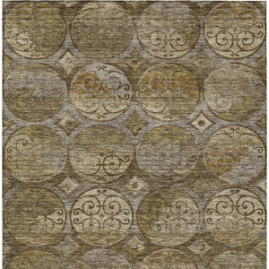 Homeroots 3' Beige Taupe And Blue Trellis Washable Indoor Outdoor Area Rug For Stylish Spaces And Durability 5' X 8' Polyester 584027