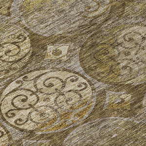 Homeroots 3' Beige Taupe And Blue Trellis Washable Indoor Outdoor Area Rug For Stylish Spaces And Durability 8' Round Polyester 584028